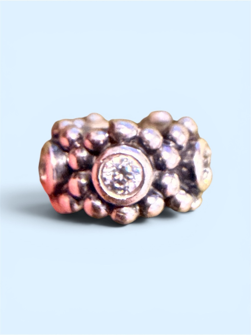 Pandora Rose-Tone Beaded Charm with Clear Stone